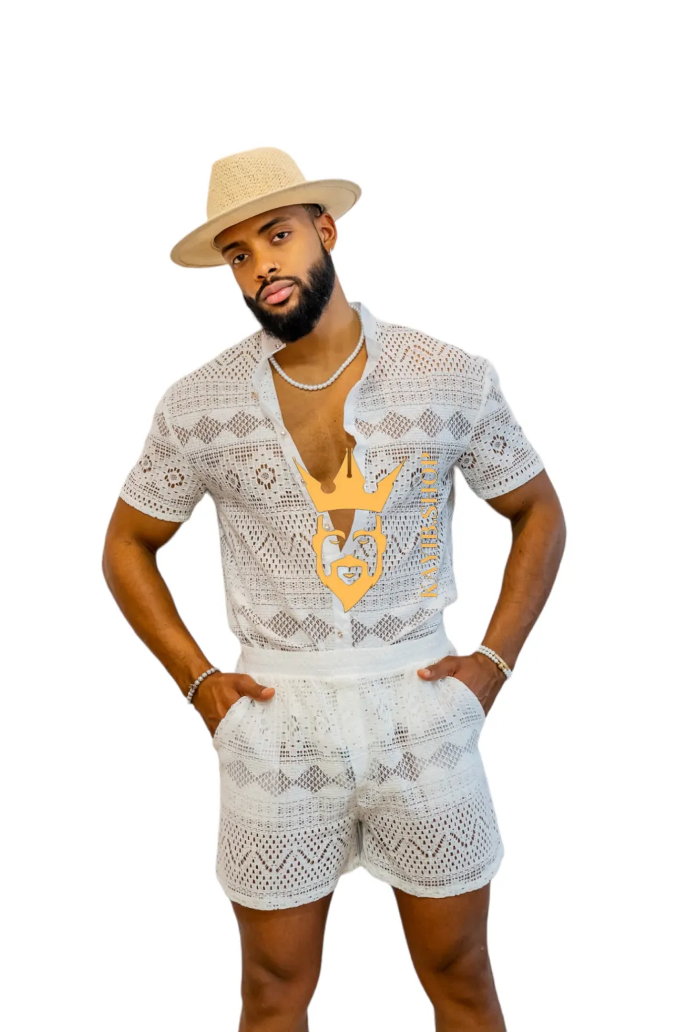 Luxurious Men's White Shirt and Shorts Set - Elevate Your Summer Style - Perfect for Any Occasion