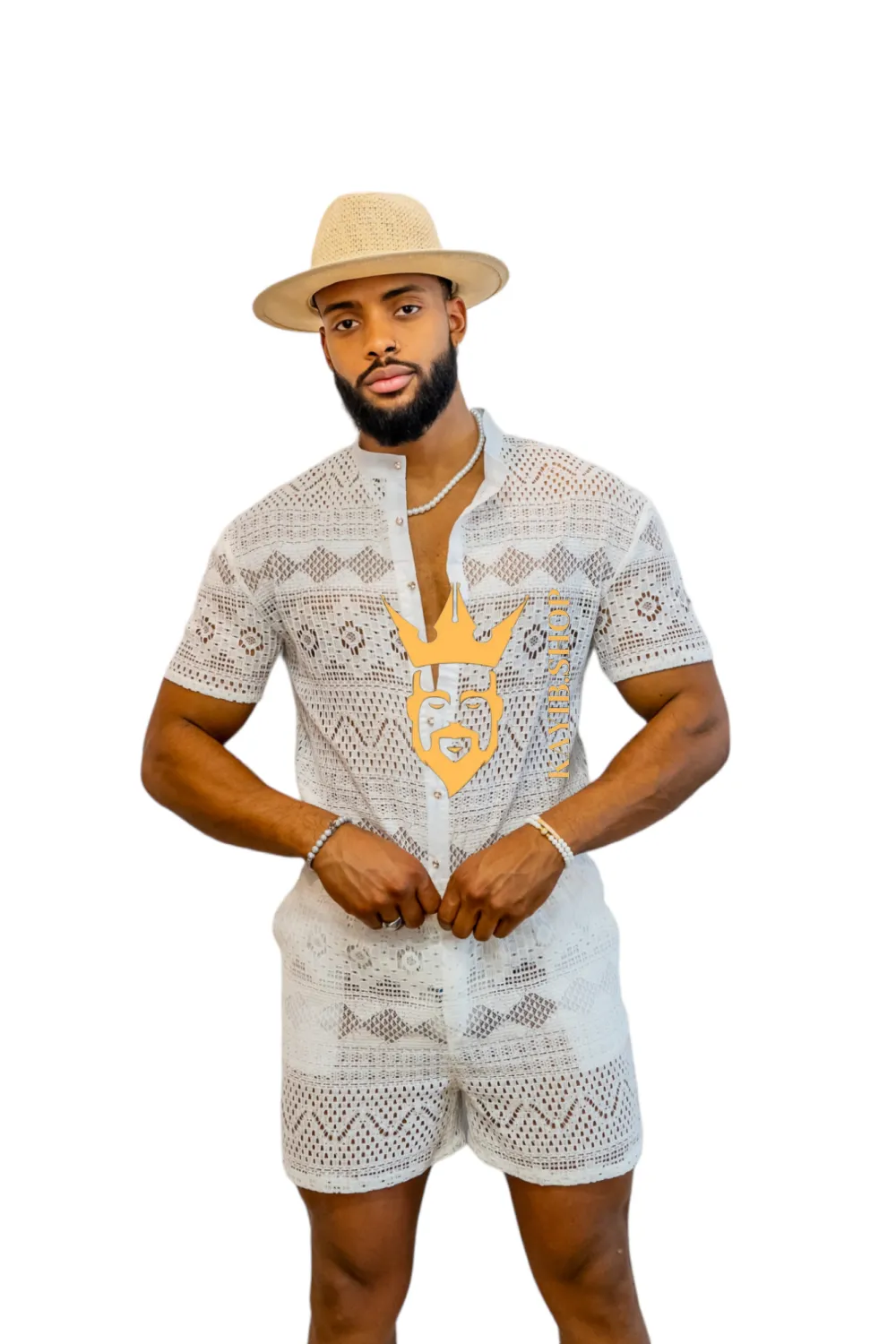 Luxurious Men's White Shirt and Shorts Set - Elevate Your Summer Style - Perfect for Any Occasion