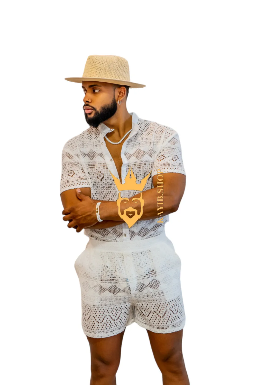 Luxurious Men's White Shirt and Shorts Set - Elevate Your Summer Style - Perfect for Any Occasion