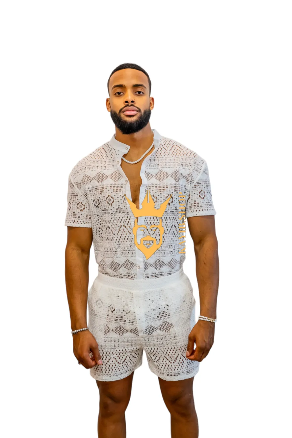 Luxurious Men's White Shirt and Shorts Set - Elevate Your Summer Style - Perfect for Any Occasion