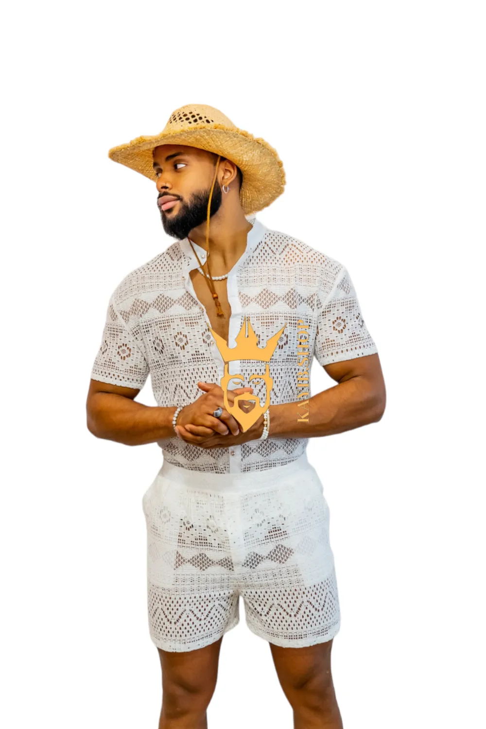 Luxurious Men's White Shirt and Shorts Set - Elevate Your Summer Style - Perfect for Any Occasion