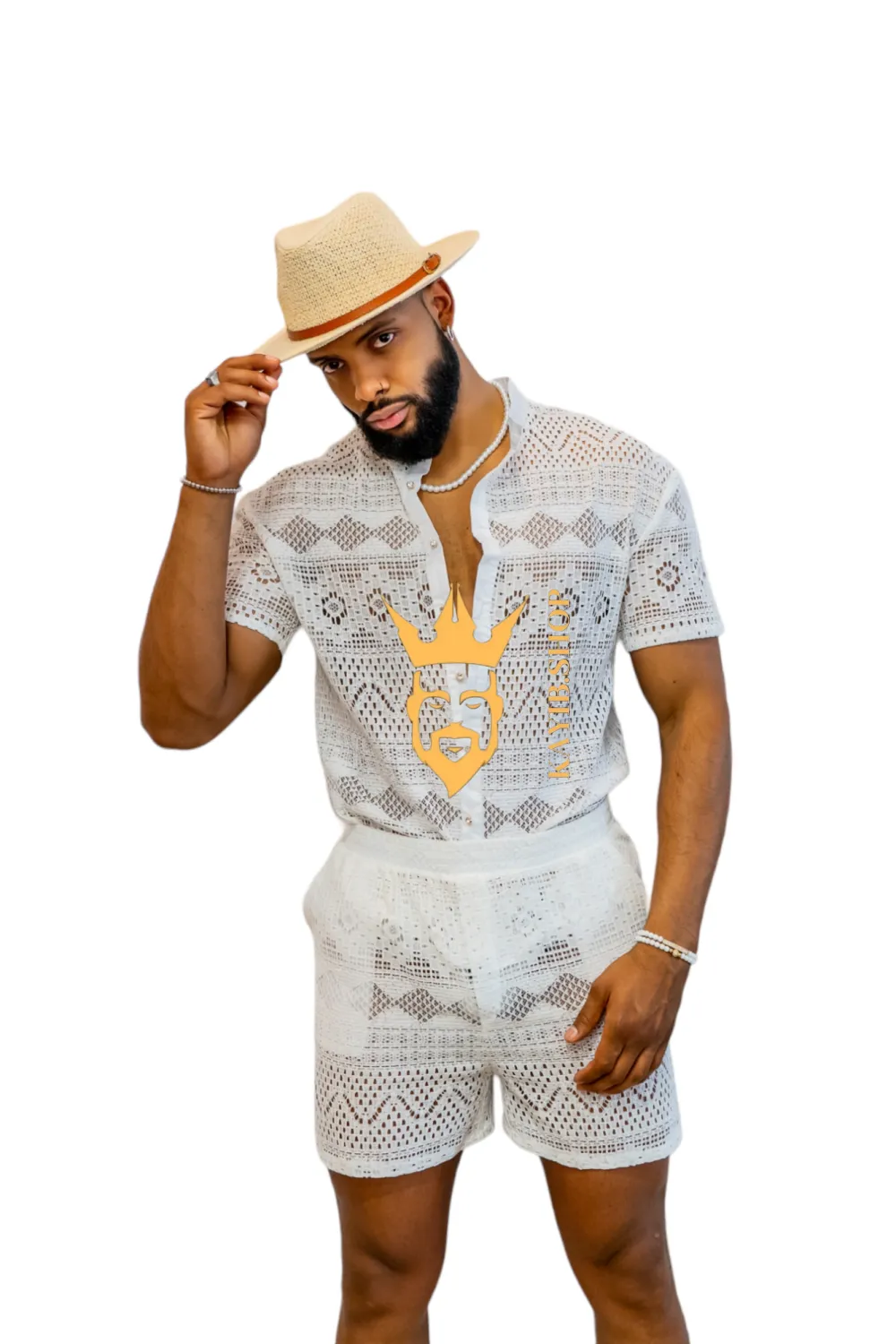 Luxurious Men's White Shirt and Shorts Set - Elevate Your Summer Style - Perfect for Any Occasion