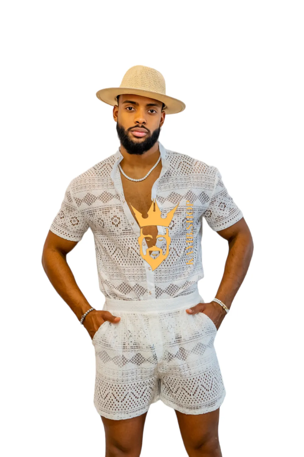 Luxurious Men's White Shirt and Shorts Set - Elevate Your Summer Style - Perfect for Any Occasion