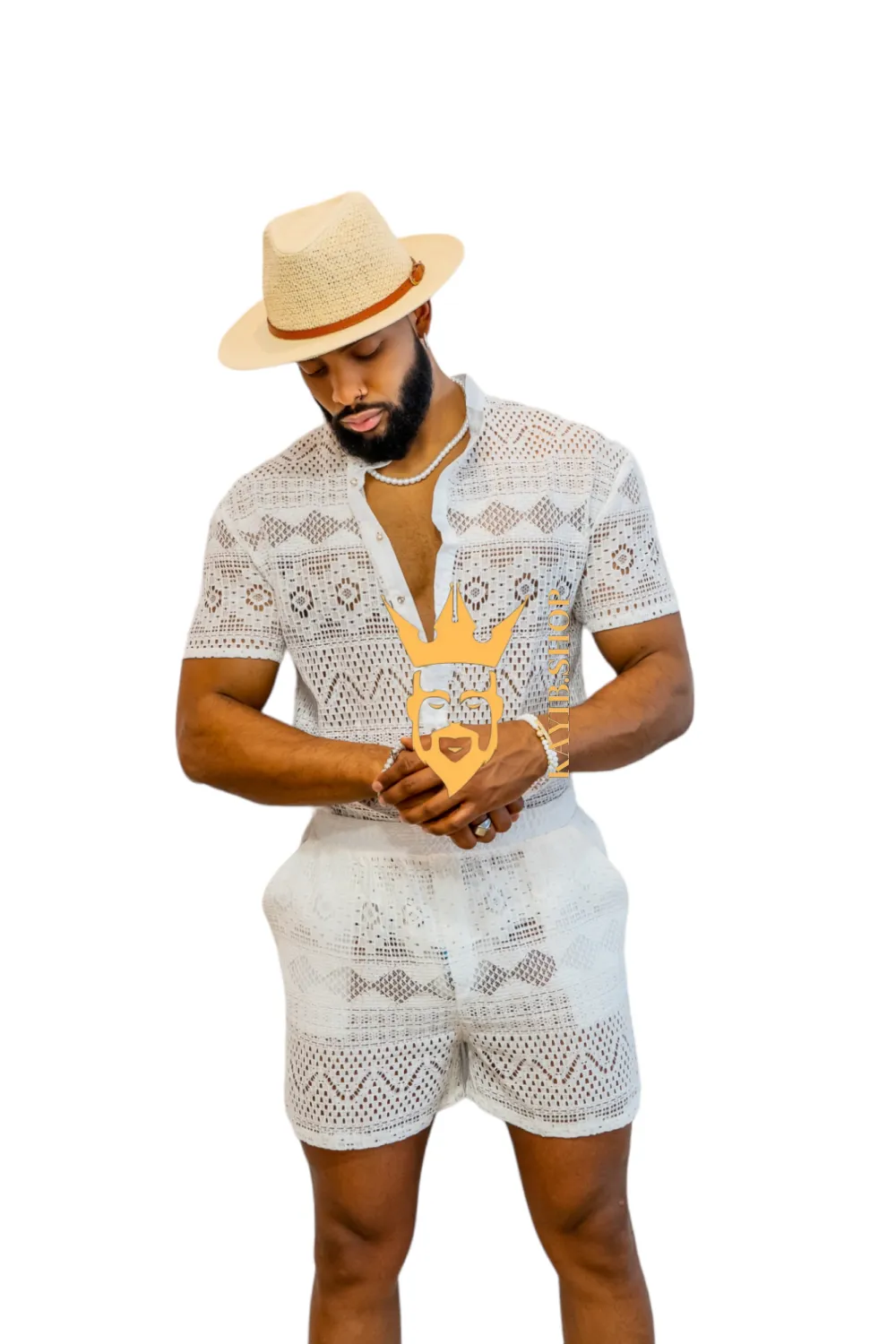 Luxurious Men's White Shirt and Shorts Set - Elevate Your Summer Style - Perfect for Any Occasion