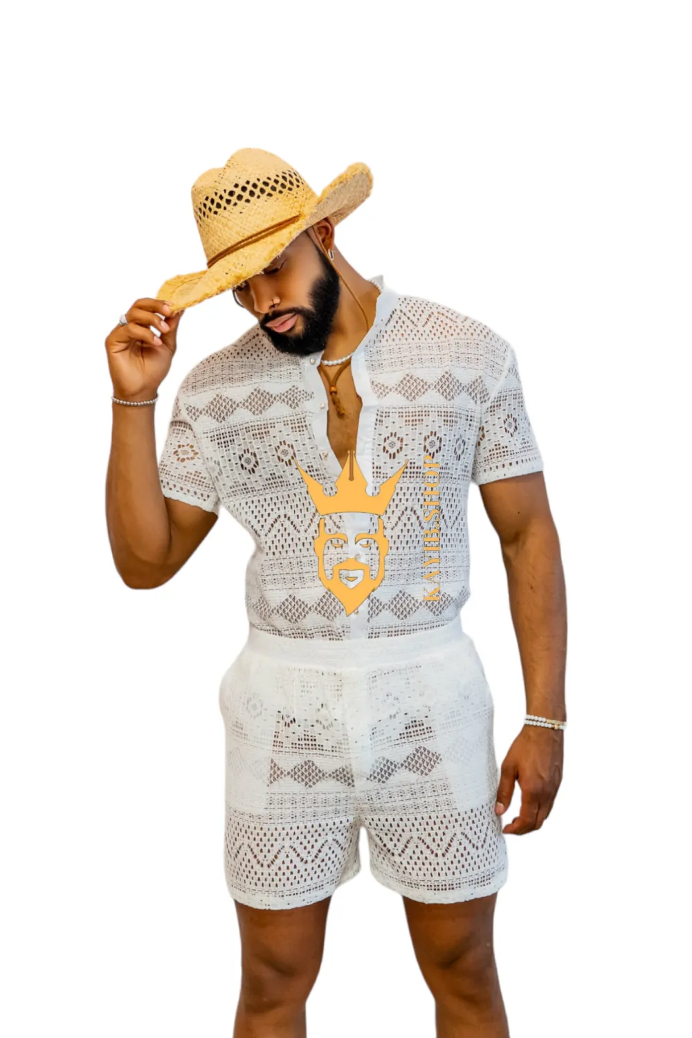 Luxurious Men's White Shirt and Shorts Set - Elevate Your Summer Style - Perfect for Any Occasion