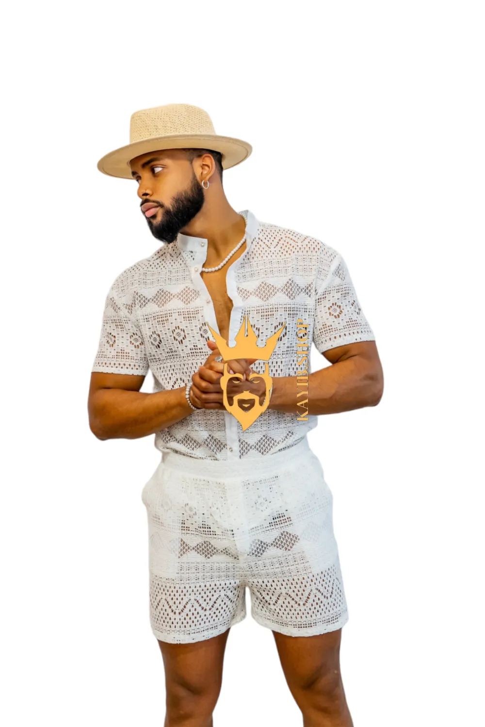 Luxurious Men's White Shirt and Shorts Set - Elevate Your Summer Style - Perfect for Any Occasion