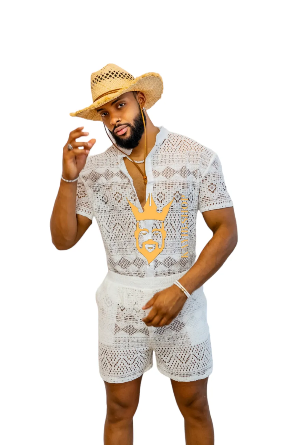 Luxurious Men's White Shirt and Shorts Set - Elevate Your Summer Style - Perfect for Any Occasion