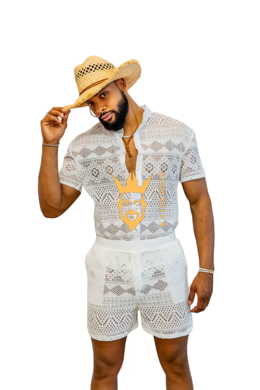 Luxurious Men's White Shirt and Shorts Set - Elevate Your Summer Style - Perfect for Any Occasion