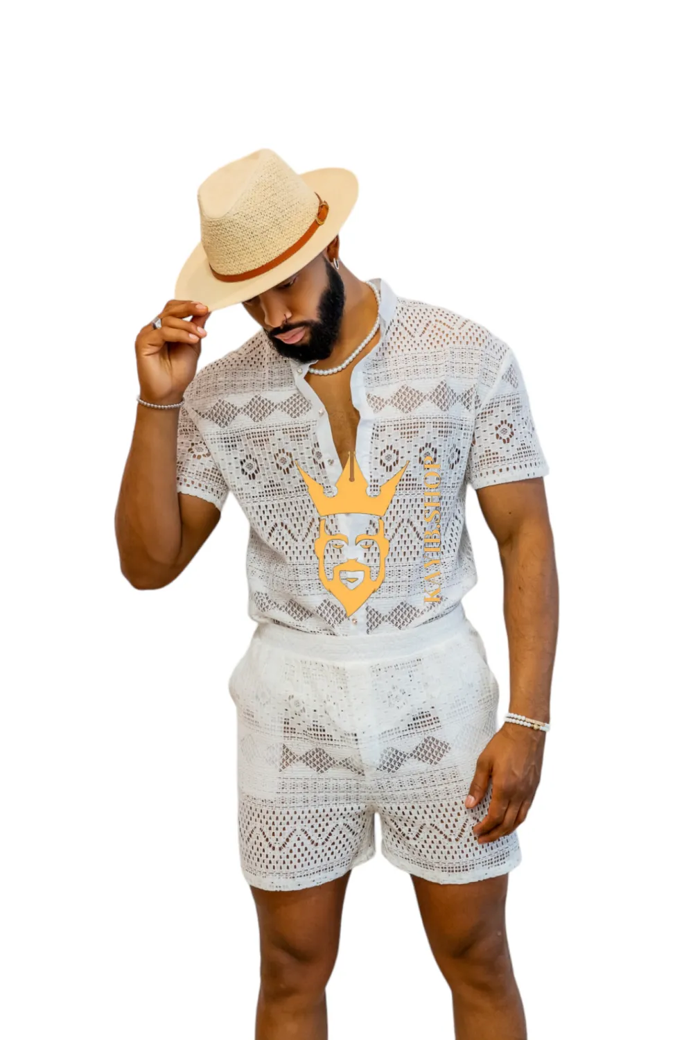 Luxurious Men's White Shirt and Shorts Set - Elevate Your Summer Style - Perfect for Any Occasion