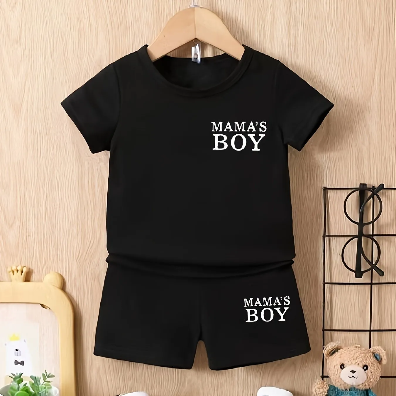 Mamas Boy Printed Tshirt  Shorts Set for Baby Boys