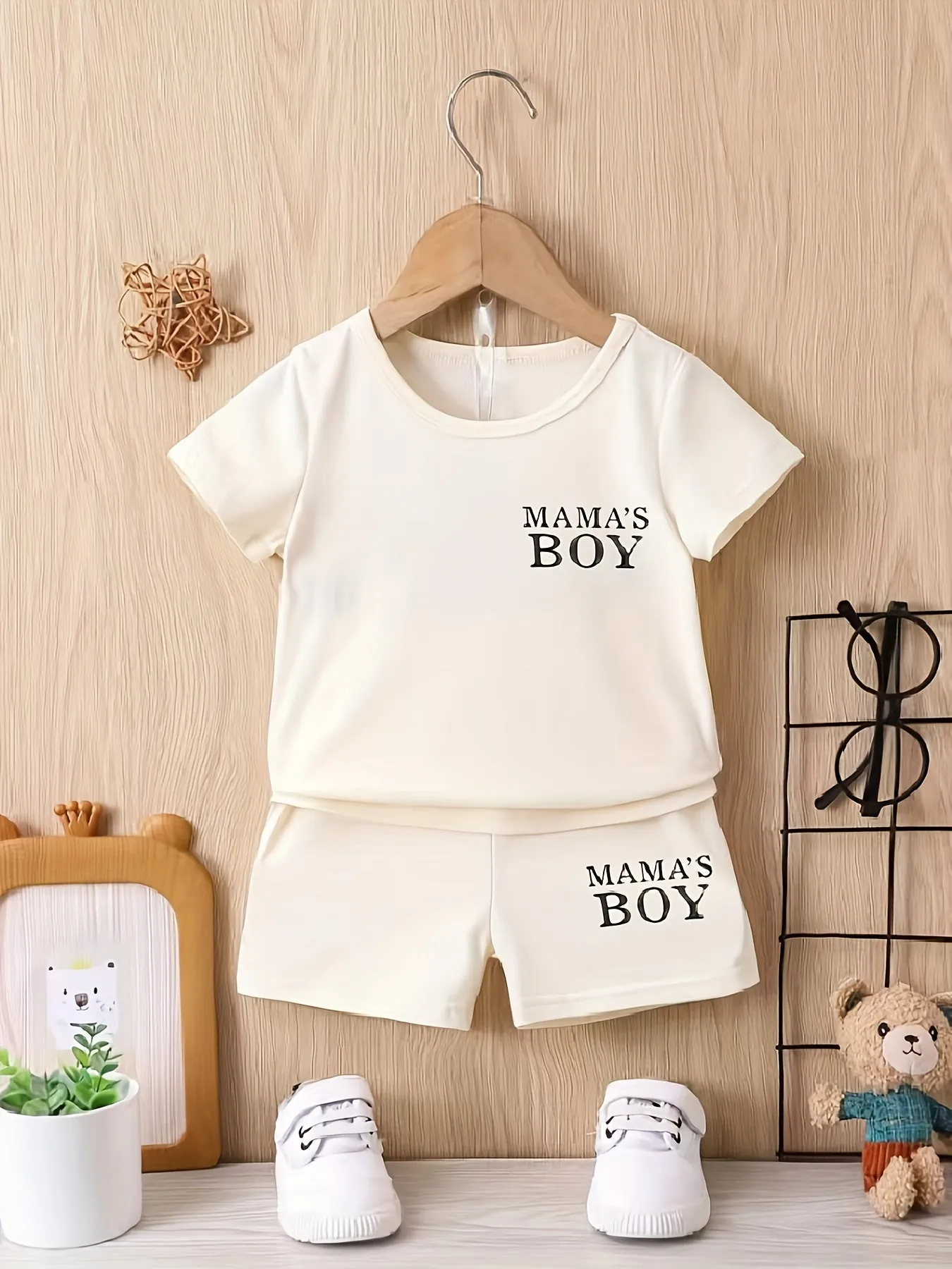 Mamas Boy Printed Tshirt  Shorts Set for Baby Boys