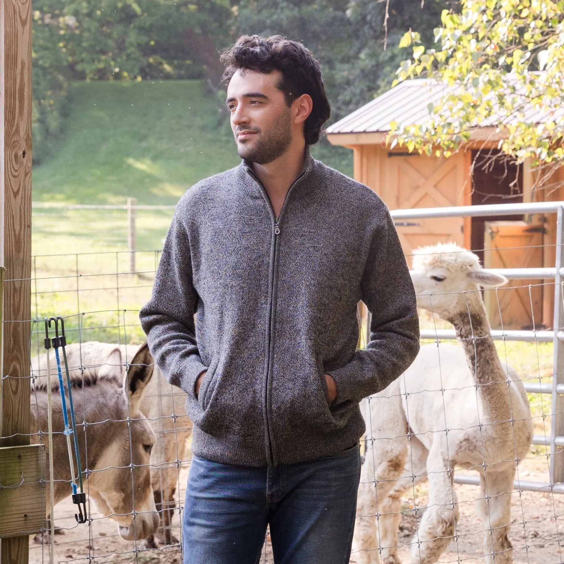 Men's Heavyweight Full-Zip Alpaca Jacket