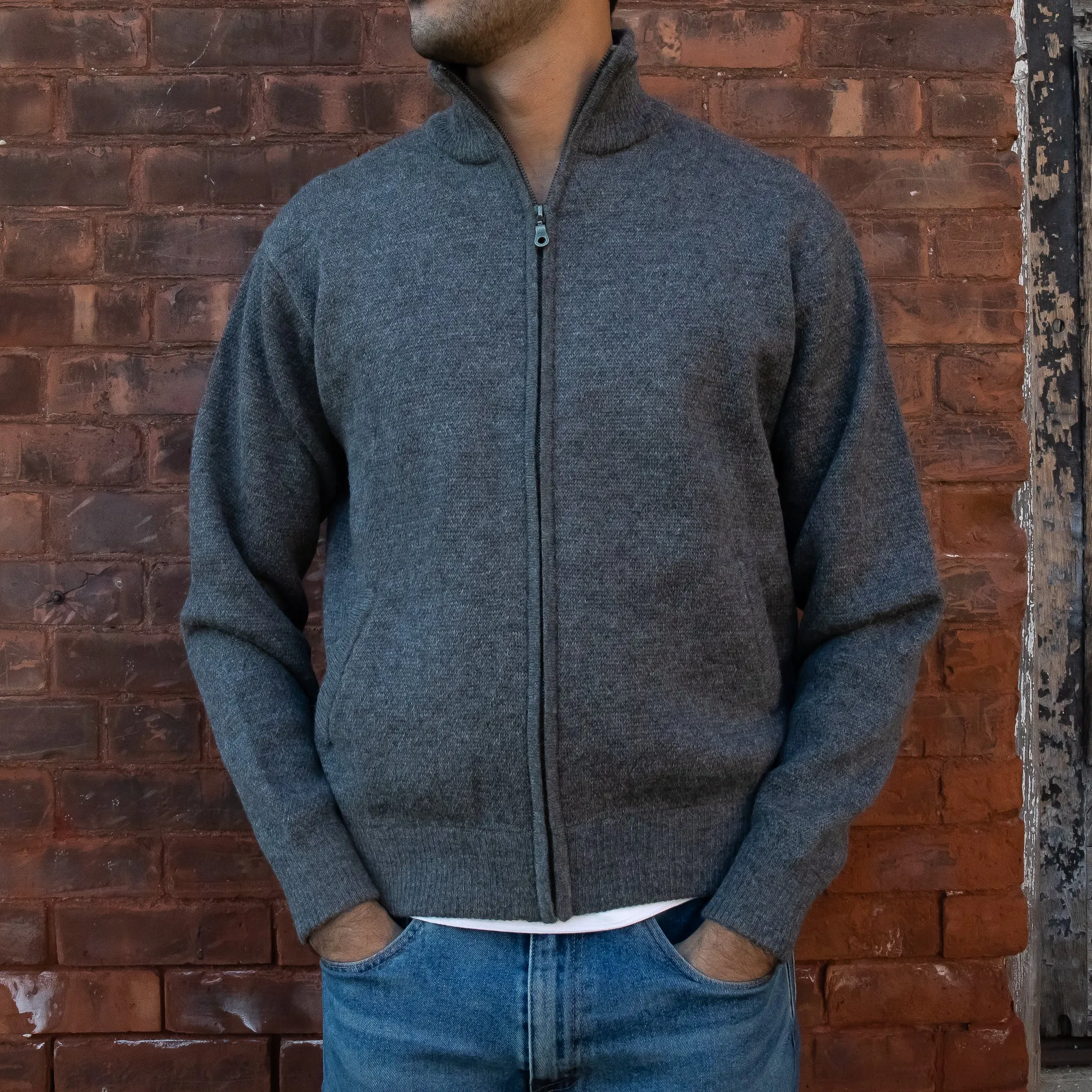 Men's Heavyweight Full-Zip Alpaca Jacket