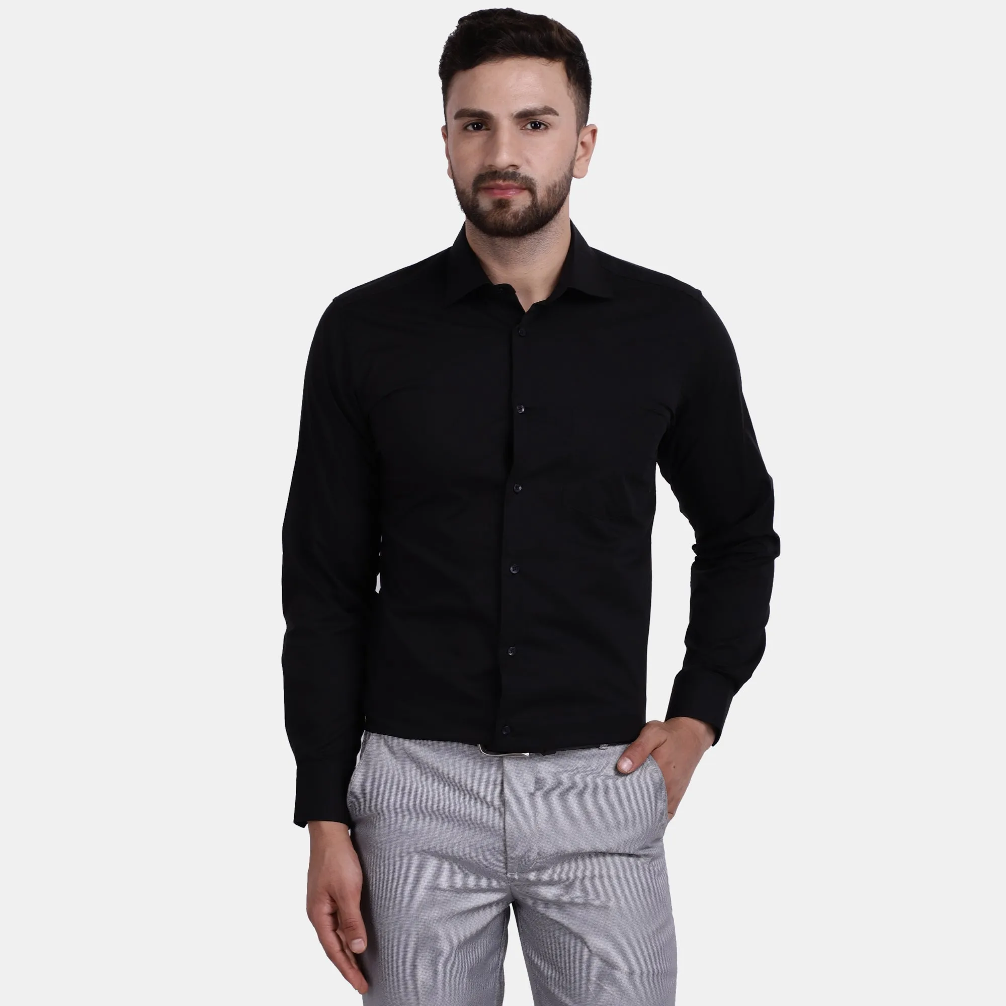 Men's Luthai Supima Mercerised Cotton Solid Slim Fit Dress Shirt