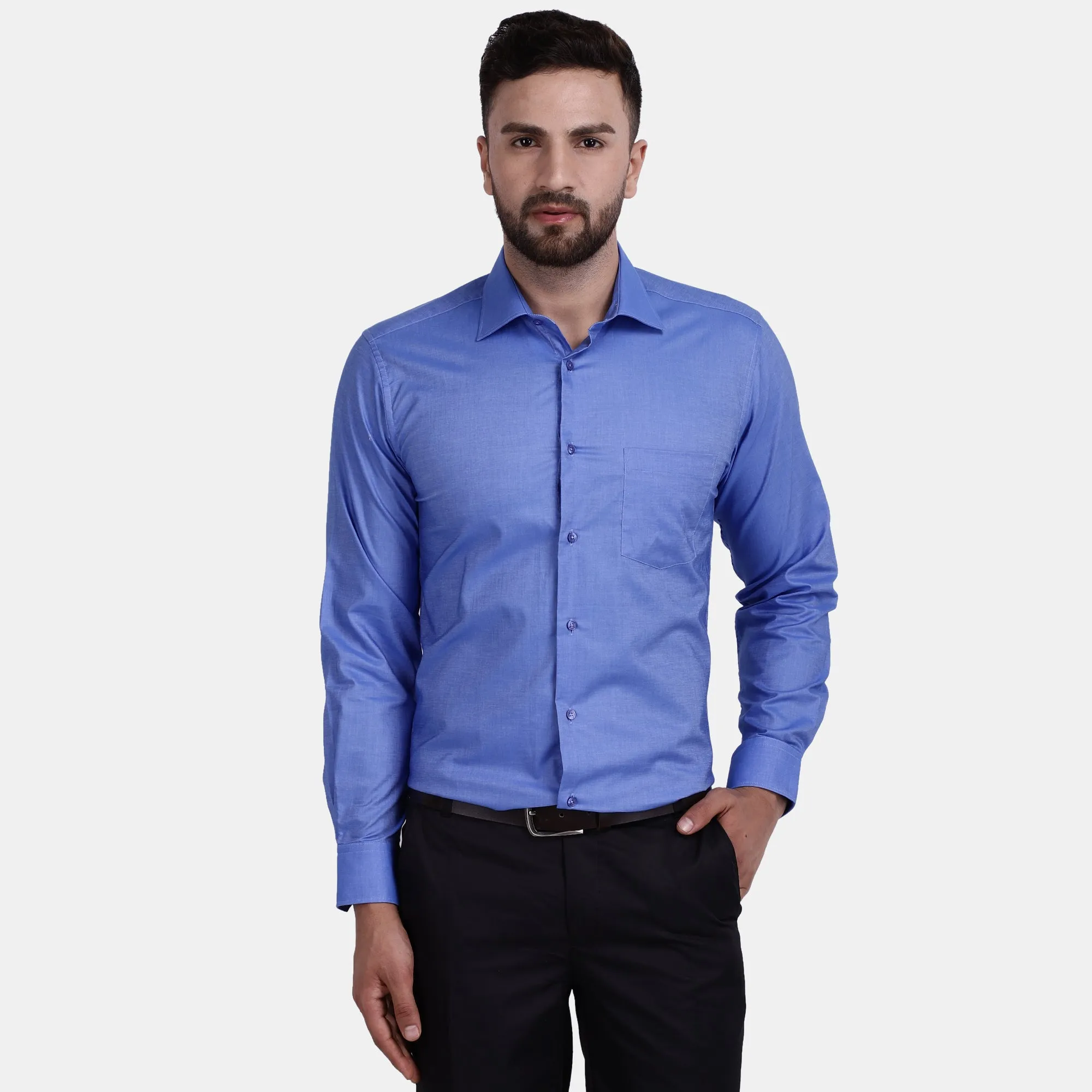 Men's Luthai Supima Mercerised Cotton Solid Slim Fit Dress Shirt