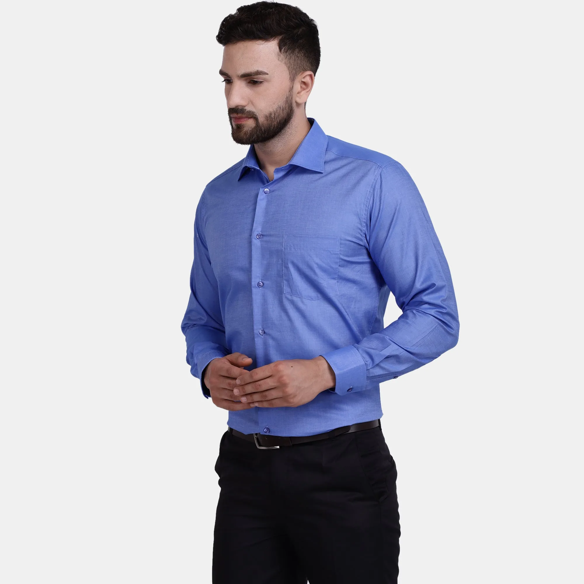 Men's Luthai Supima Mercerised Cotton Solid Slim Fit Dress Shirt