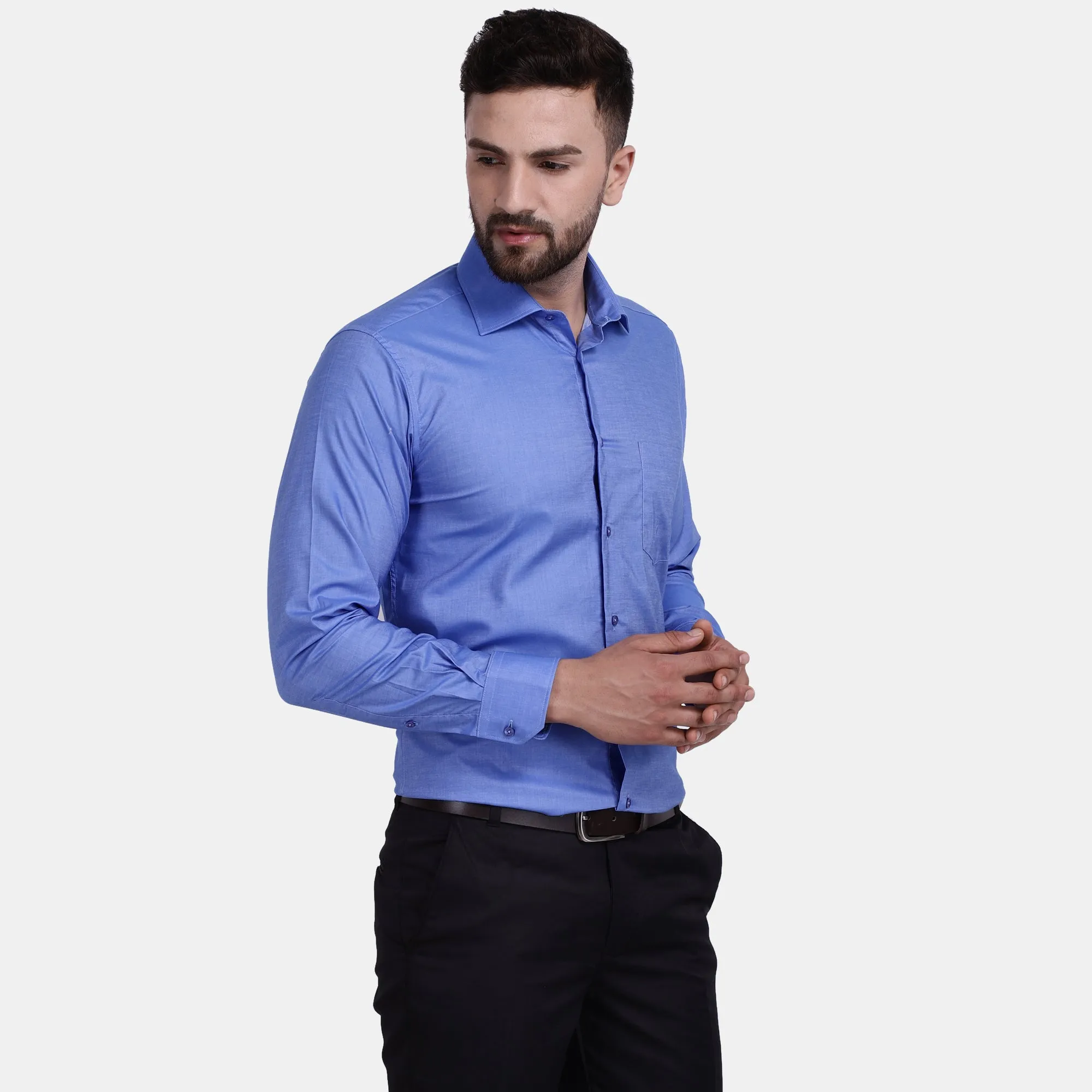 Men's Luthai Supima Mercerised Cotton Solid Slim Fit Dress Shirt