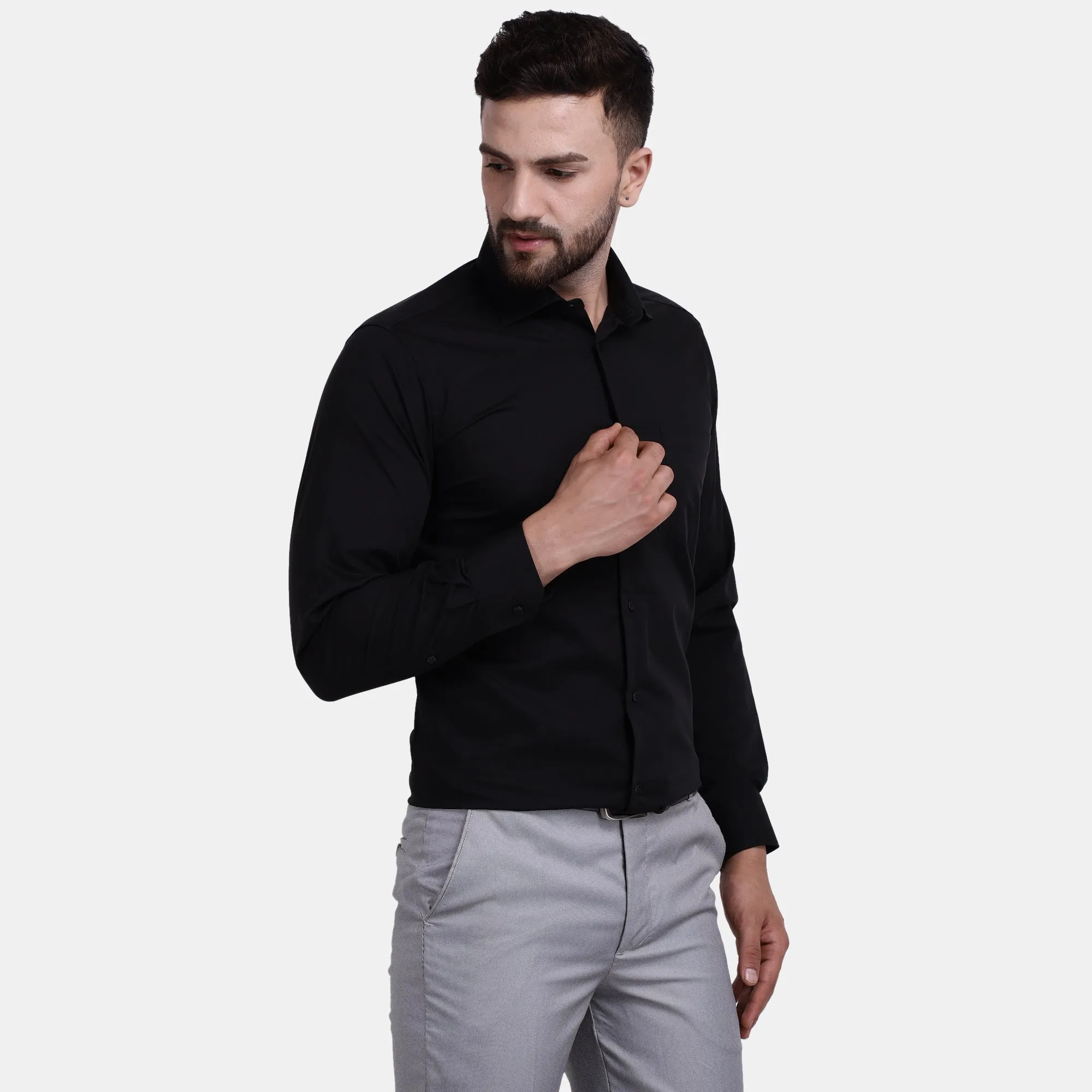 Men's Luthai Supima Mercerised Cotton Solid Slim Fit Dress Shirt