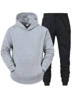 Men's Trendy Fleece Hoodie And Jogger Set - SF2065