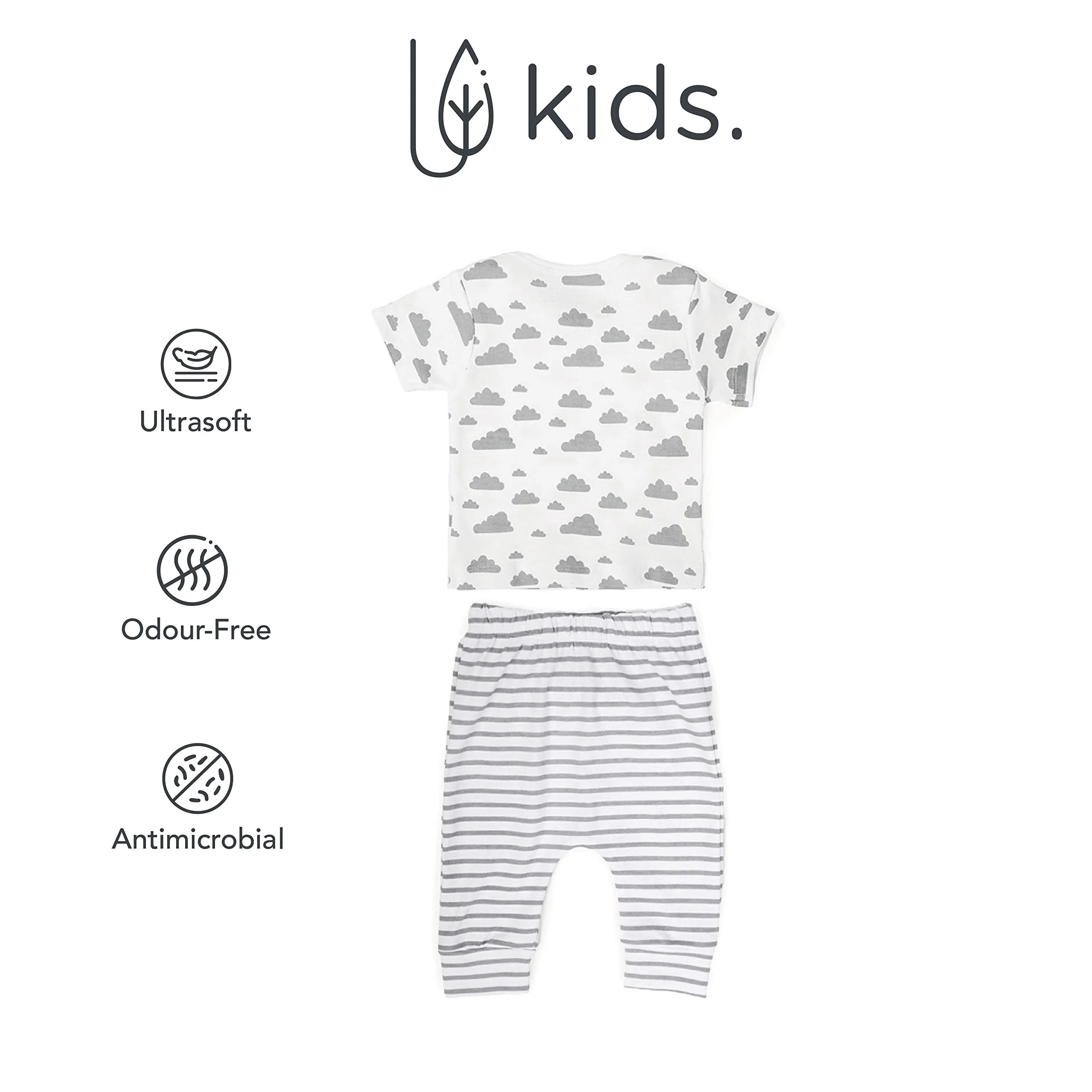 Mush Ultra Soft Bamboo Unisex Tees & Pants Combo Set for New Born Baby/Kids,Pack of 2 (3-6 Month, Daylight)