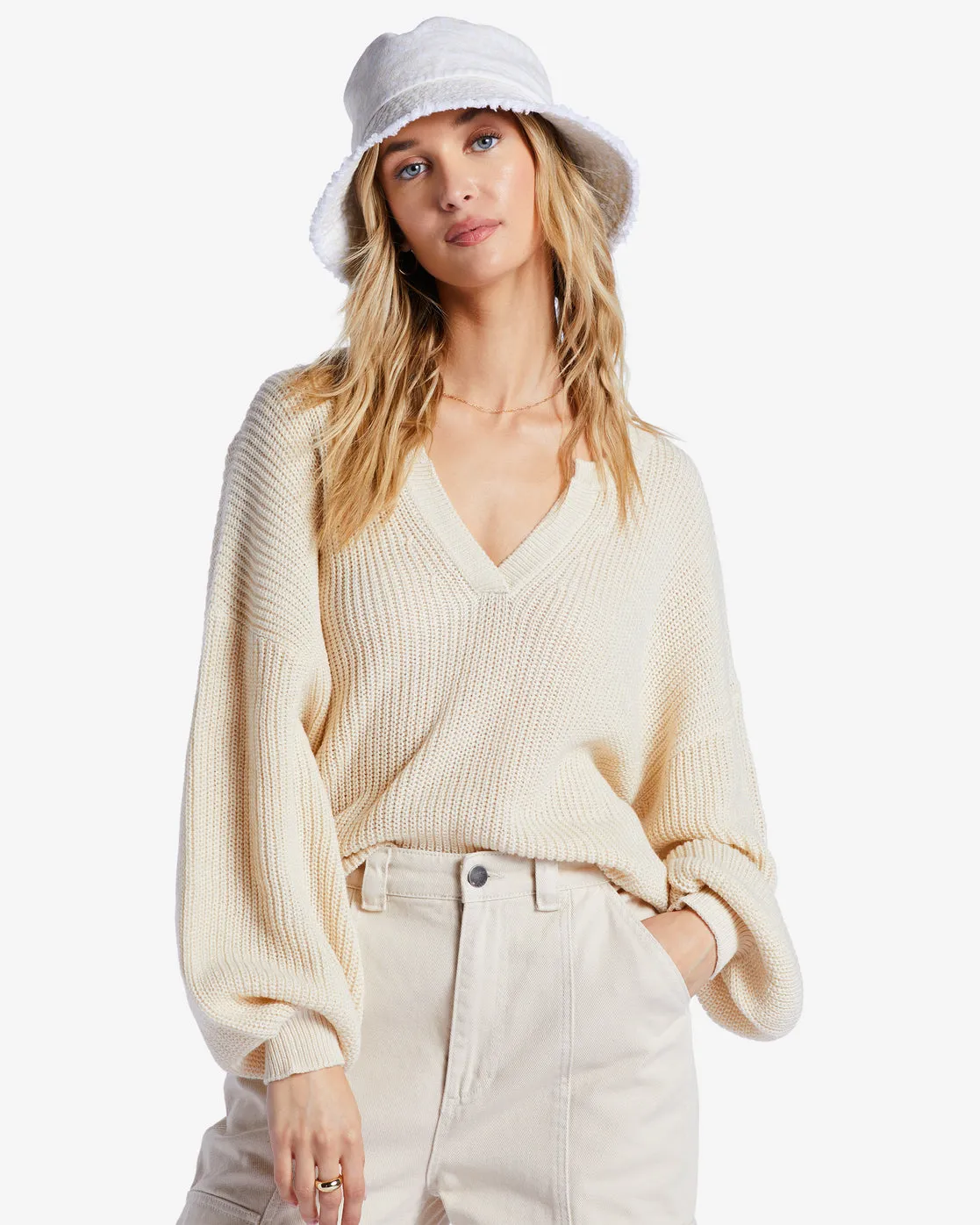 No Worries Sweater - White Cap