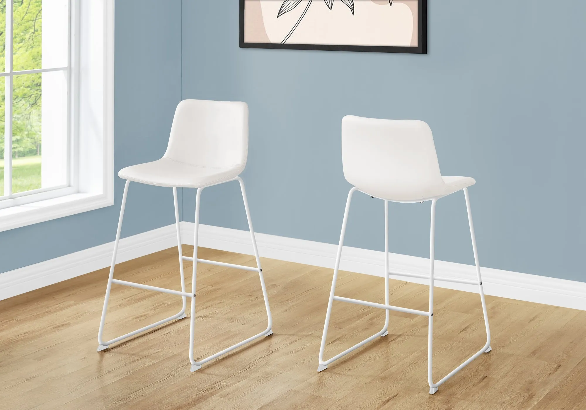 Office Chair - White Leather-Look / Stand-Up Desk