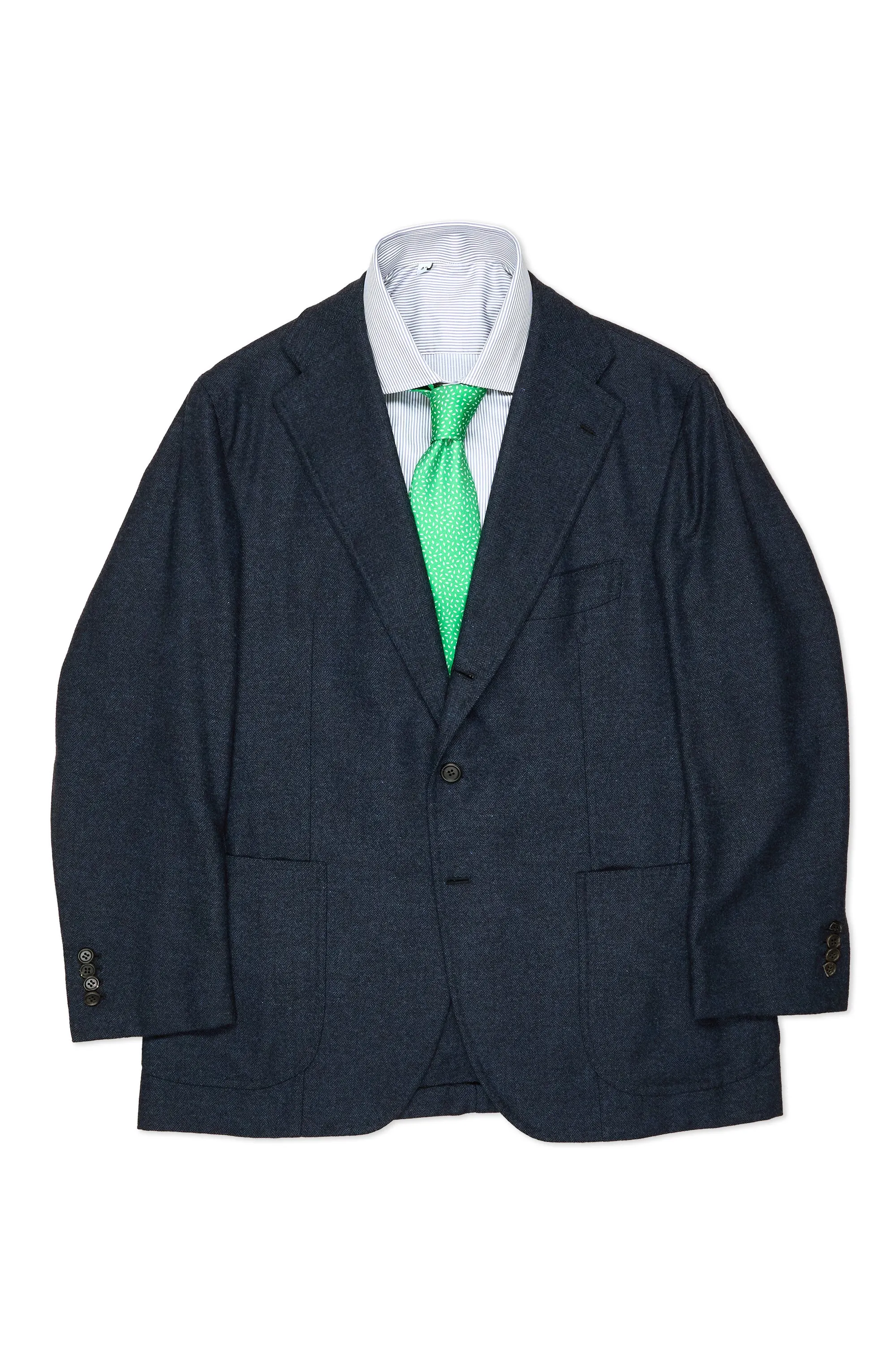 Orazio Luciano Dark Blue Herringbone Wool Cashmere Sport Coat