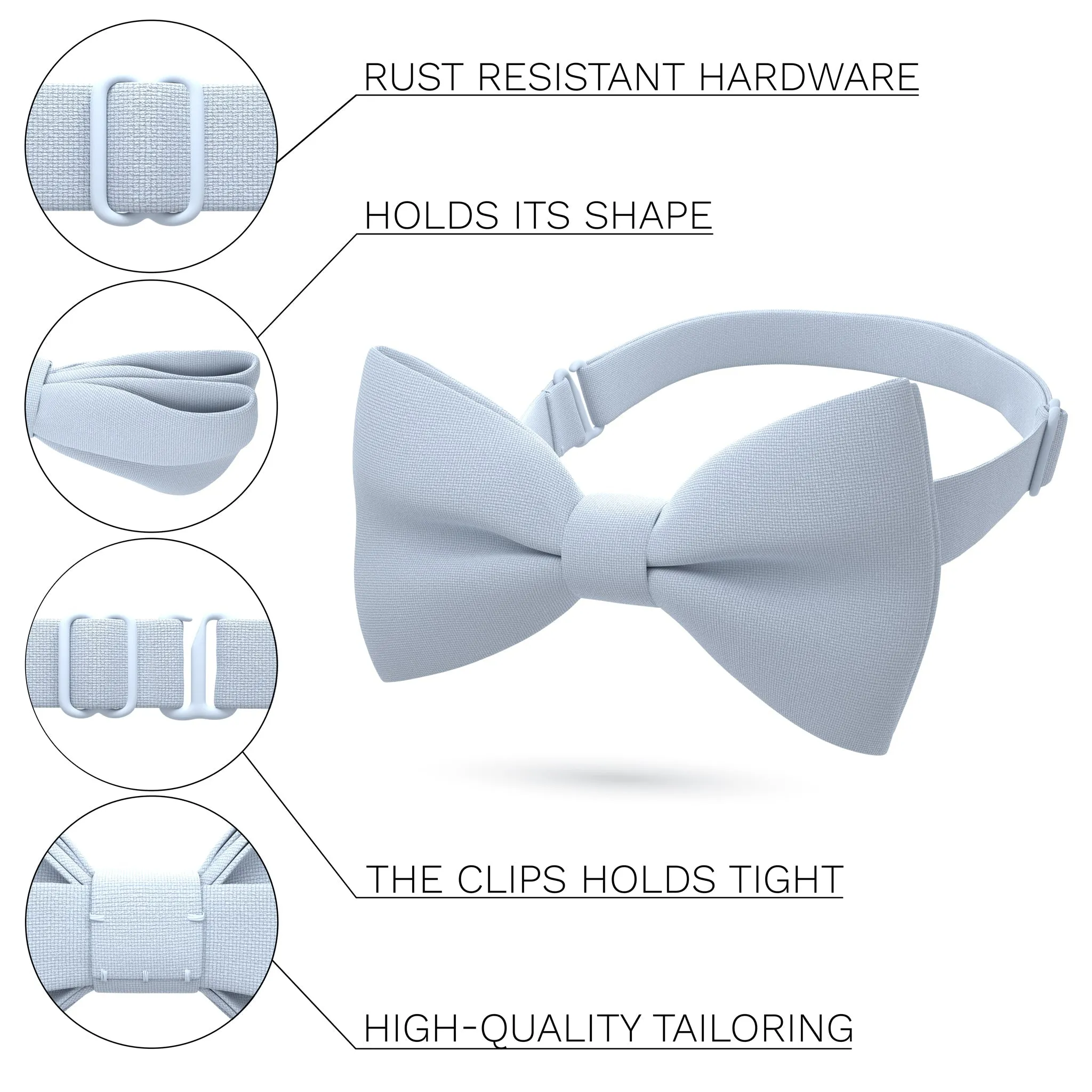 Pastel Blue Bow Tie with Handkerchief Set