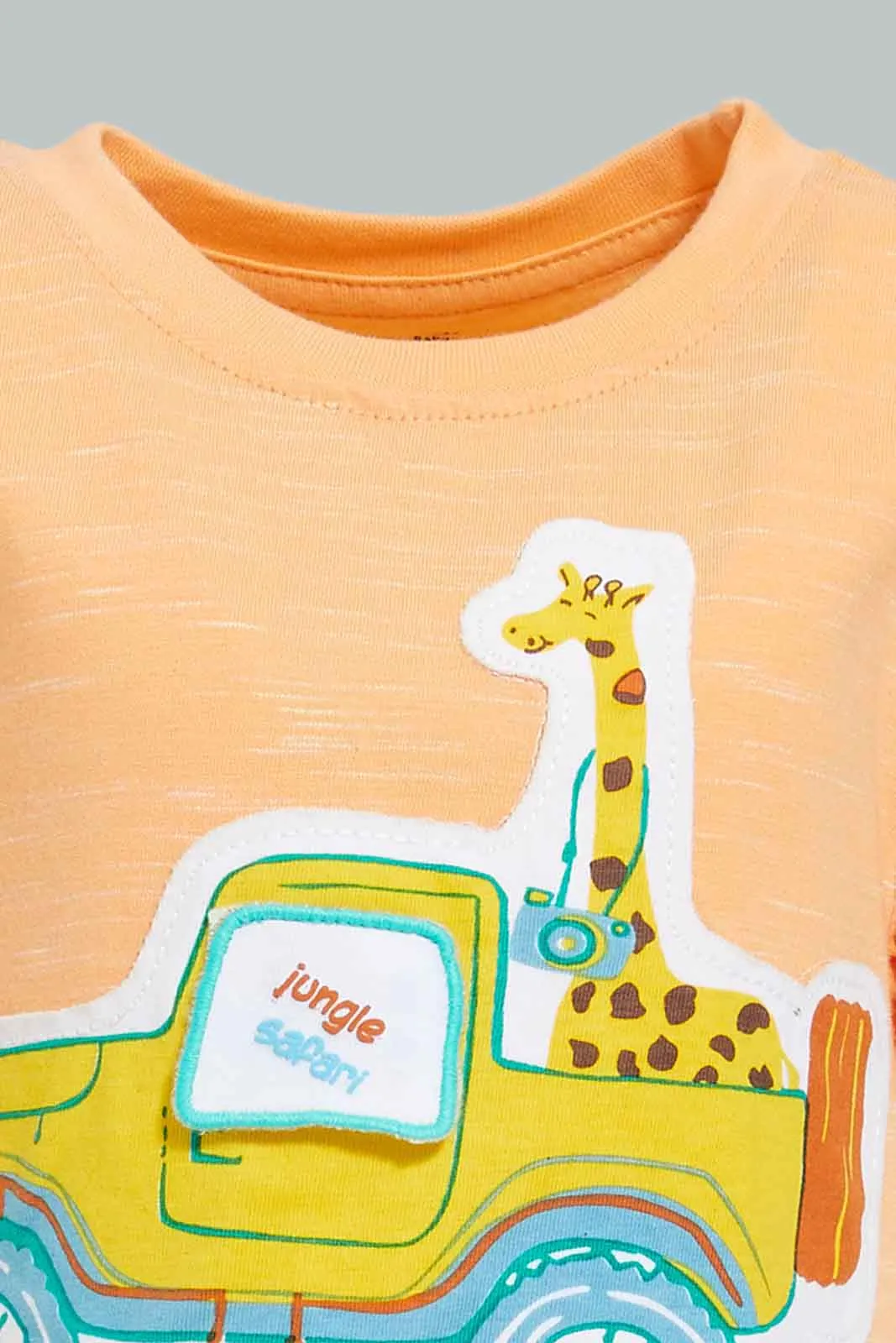 Peach Truck T-Shirt With Blue Short Set For Baby Boy (2-Pack)