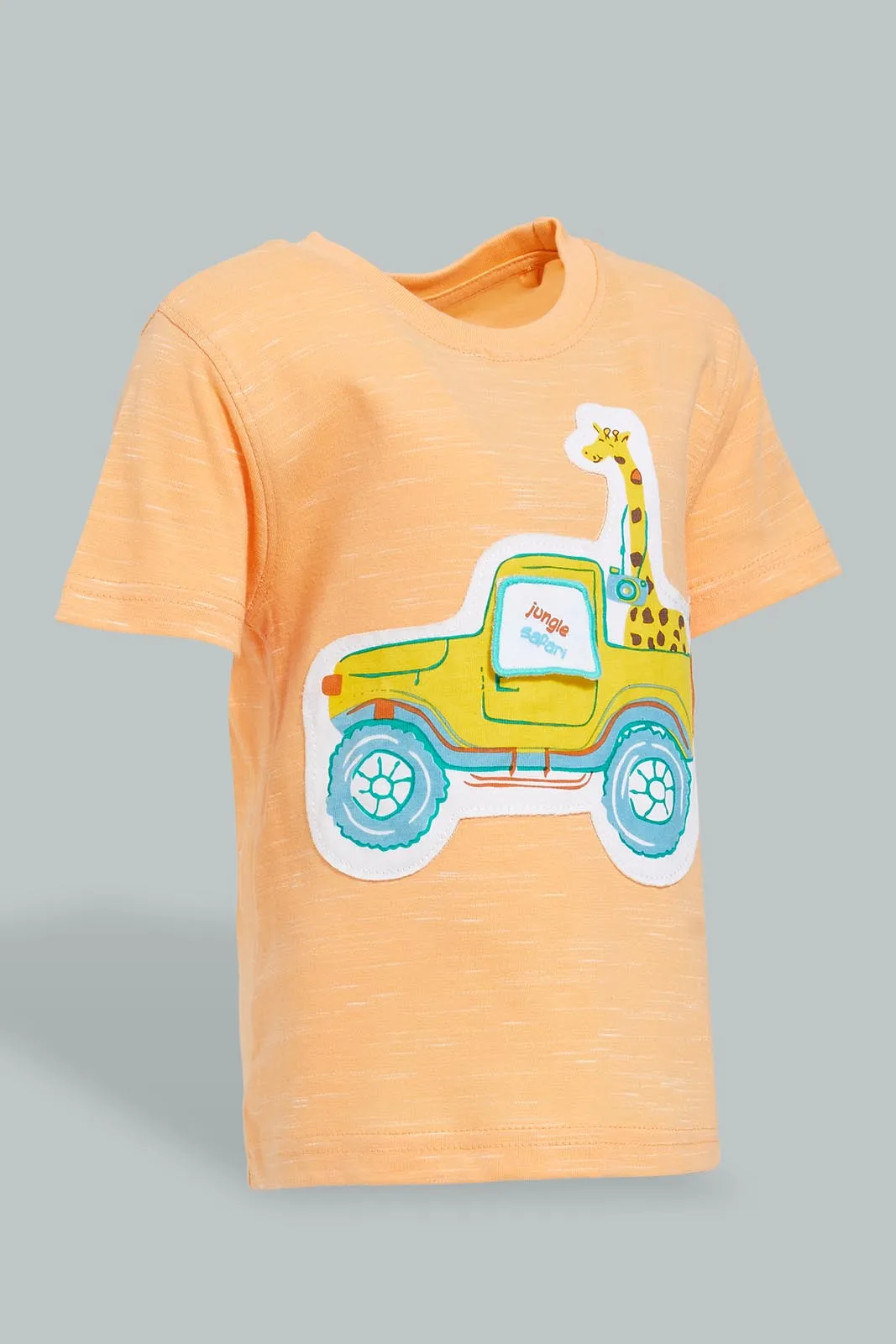 Peach Truck T-Shirt With Blue Short Set For Baby Boy (2-Pack)