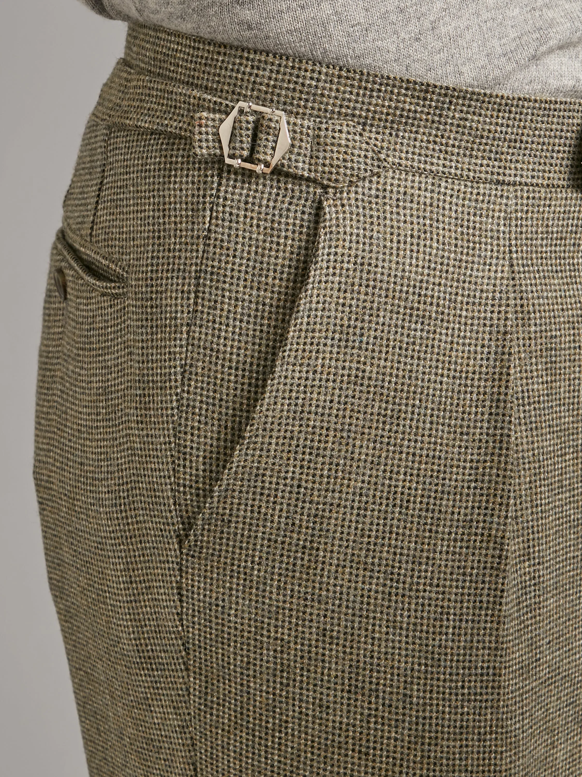 Pleated Pants - Sage Nailhead Tweed