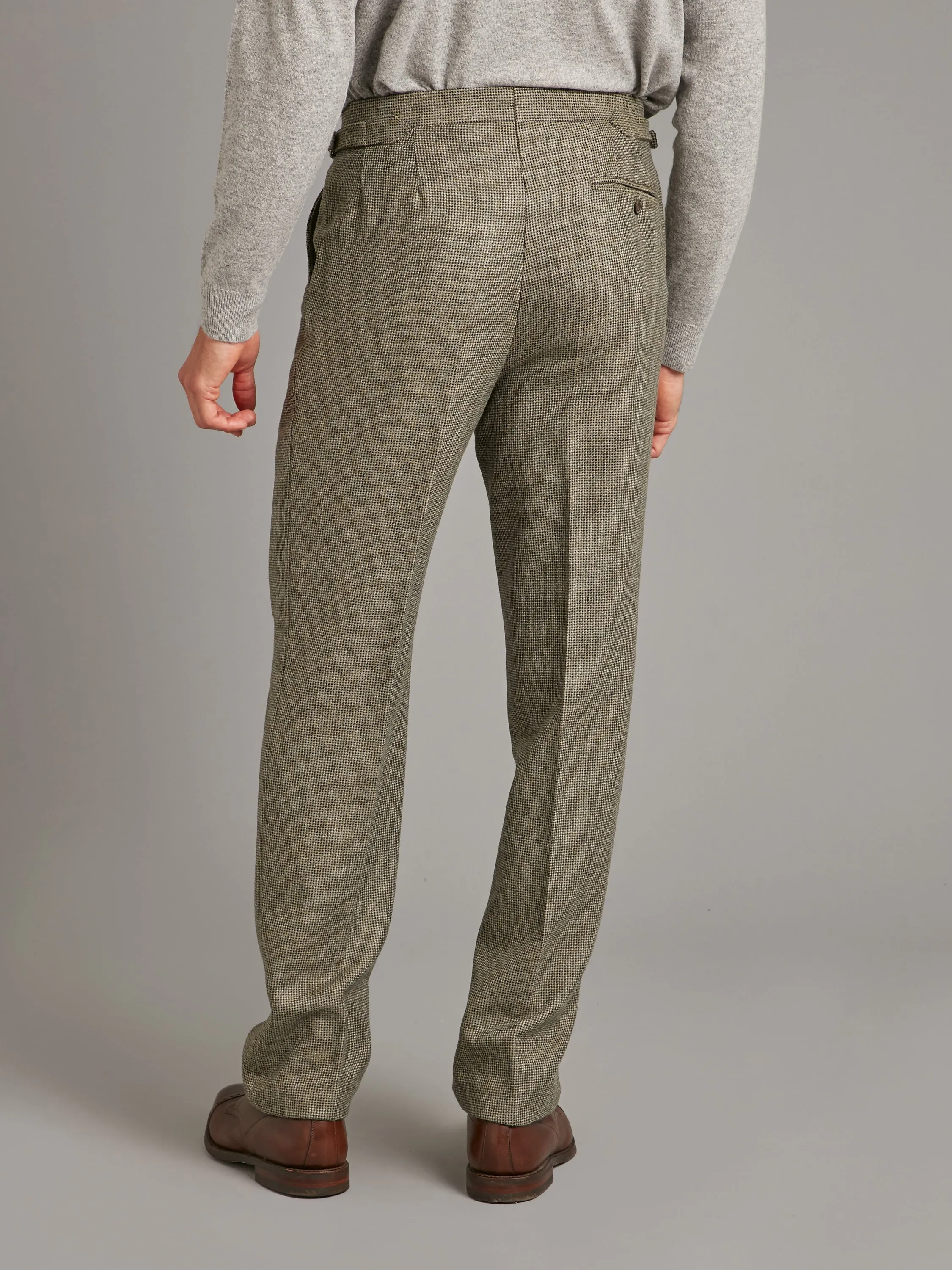 Pleated Pants - Sage Nailhead Tweed