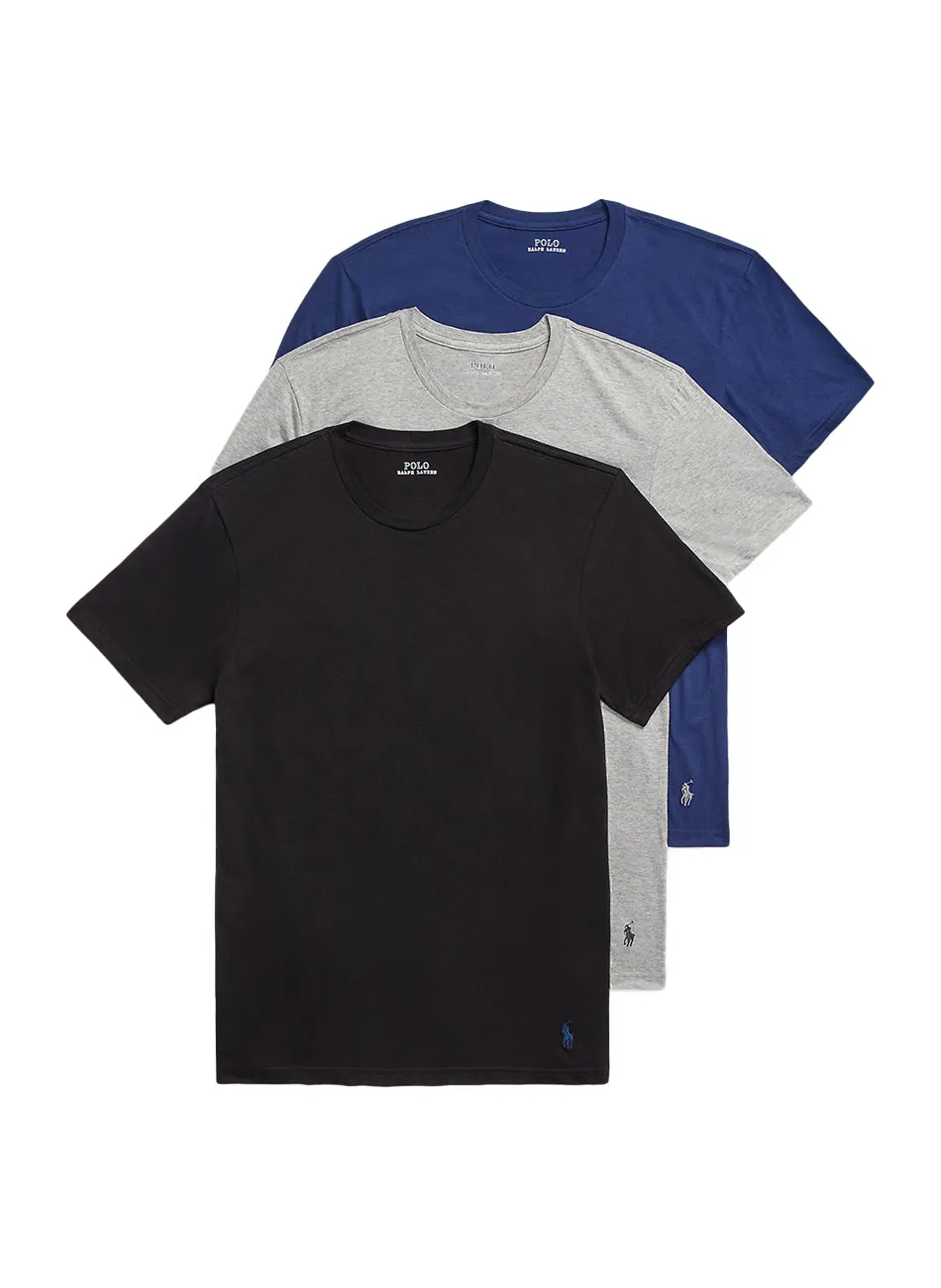 Polo Ralph Lauren Classic Fit Cotton Crew T-Shirt Set - Freshwater, Grey & Black (3 Pack)