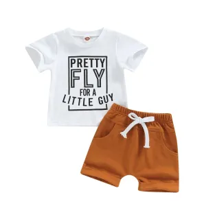 Pretty Fly For a Little Guy Set - Tee & Shirts  Set - White