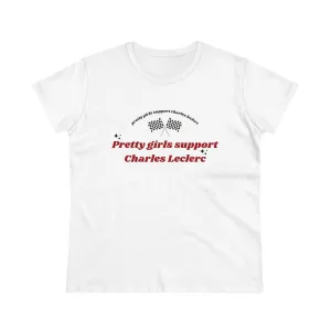 Pretty Girls Support Charles Leclerc Women's Midweight Cotton Tee