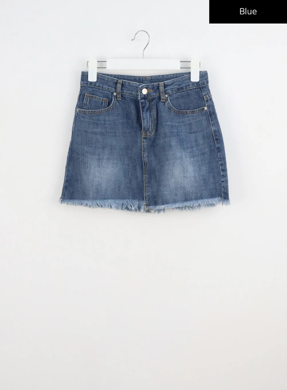 Ripped Hem Denim Mini Skirt CU301