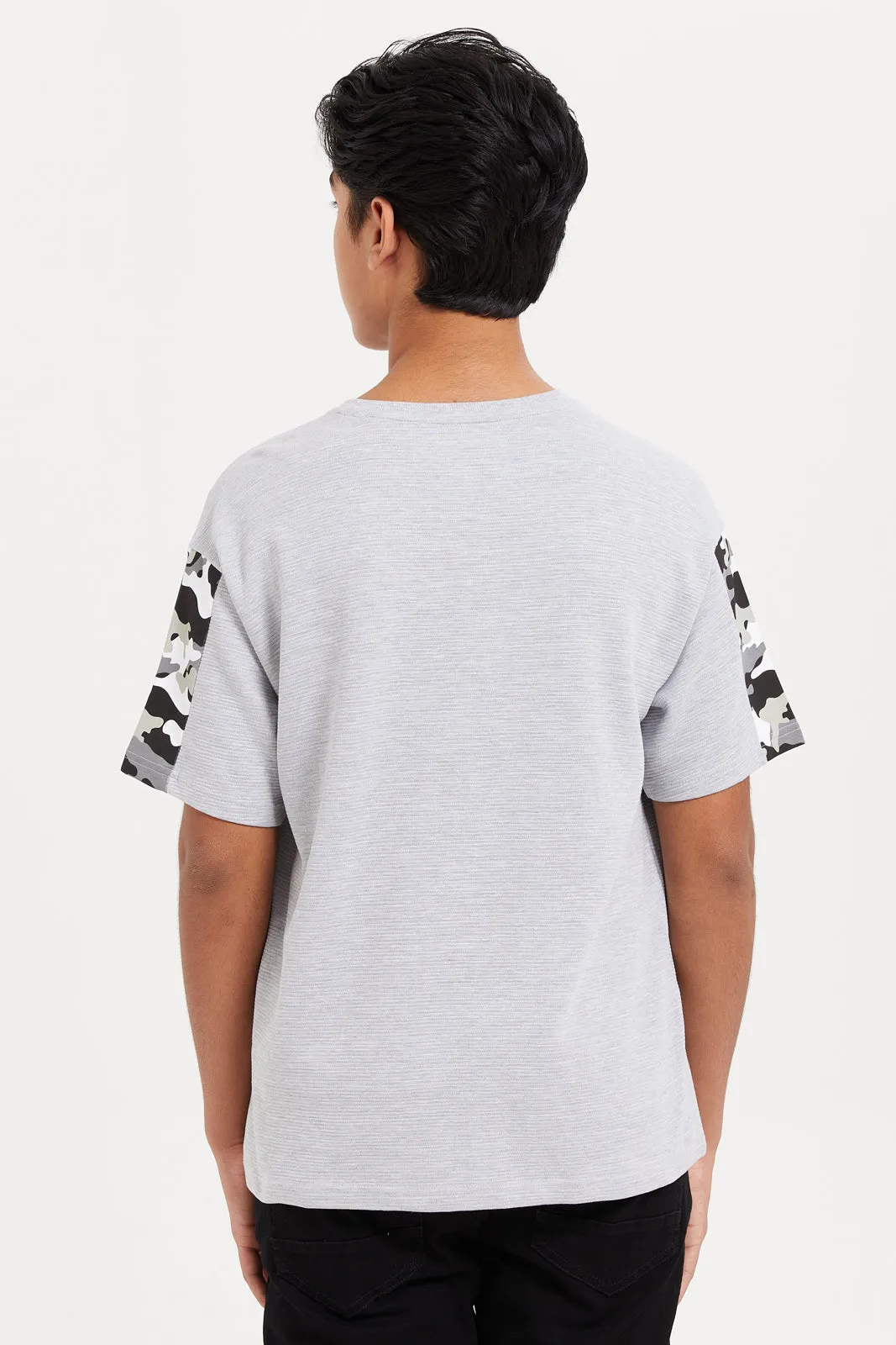 Senior Boys Grey Printed Oversize T-Shirt