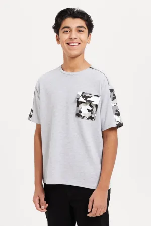 Senior Boys Grey Printed Oversize T-Shirt