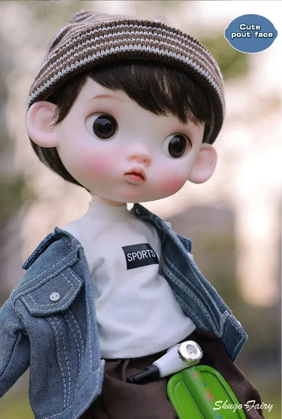 ShugaFairy 1/6 Sibyl BJD Doll – Cute Pout Face, Angry Expression, Teenage Jeans Style Ball Jointed Doll