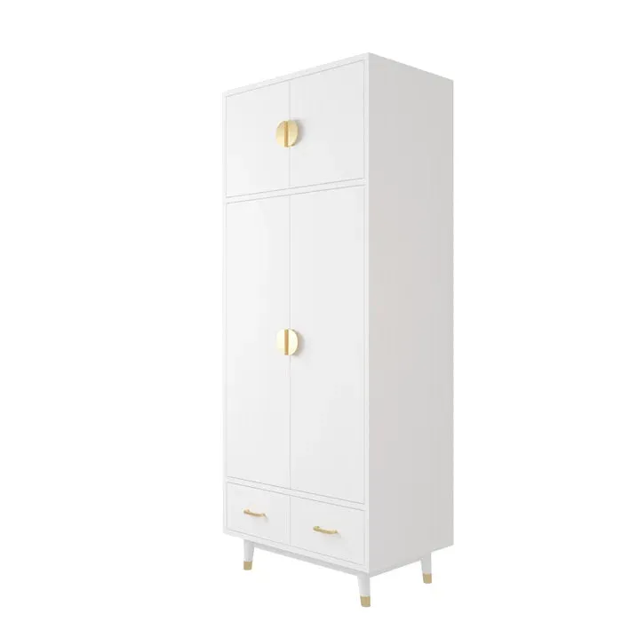 Versatile Wardrobe Cabinet Clothing Rod With Double Drawer Storage