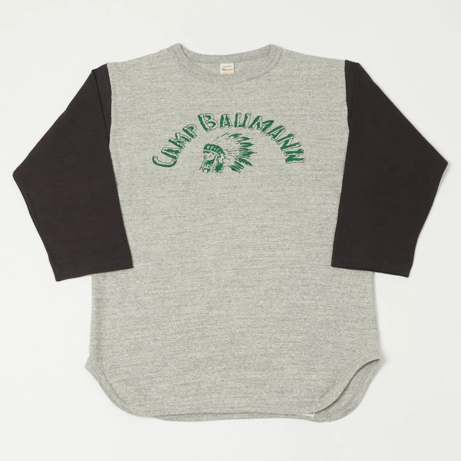 Warehouse & Co 4800 'Camp Baumann' Baseball Tee - Heather Grey/Sumikuro