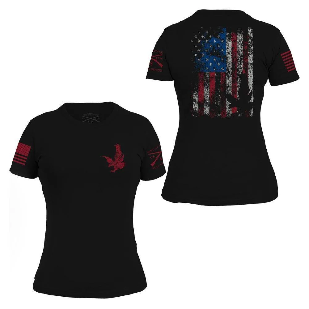 Women's Freedom Flag T-Shirt - Black